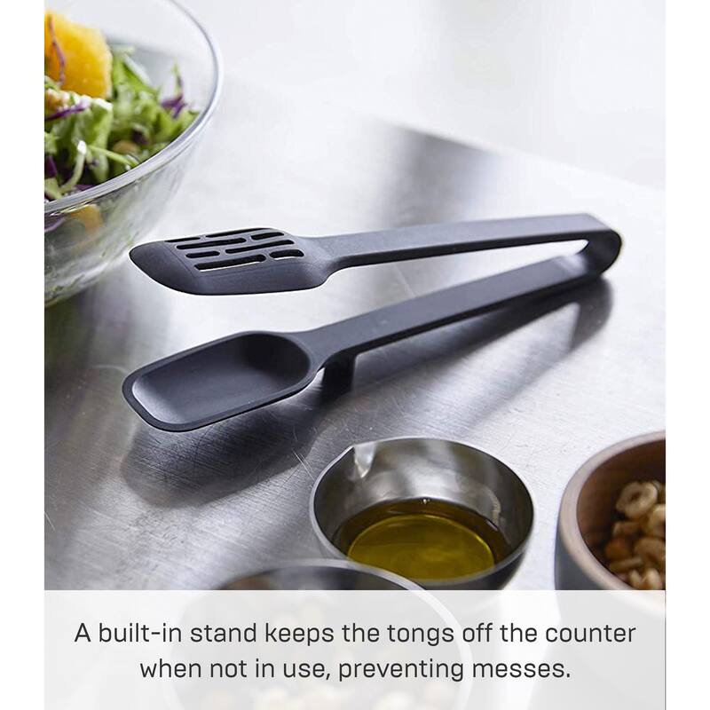 Yamazaki Home Floating Utensil - Four Styles, Silicone, Tongs - L 1.77 x W 3.94 x H 8.66 inches