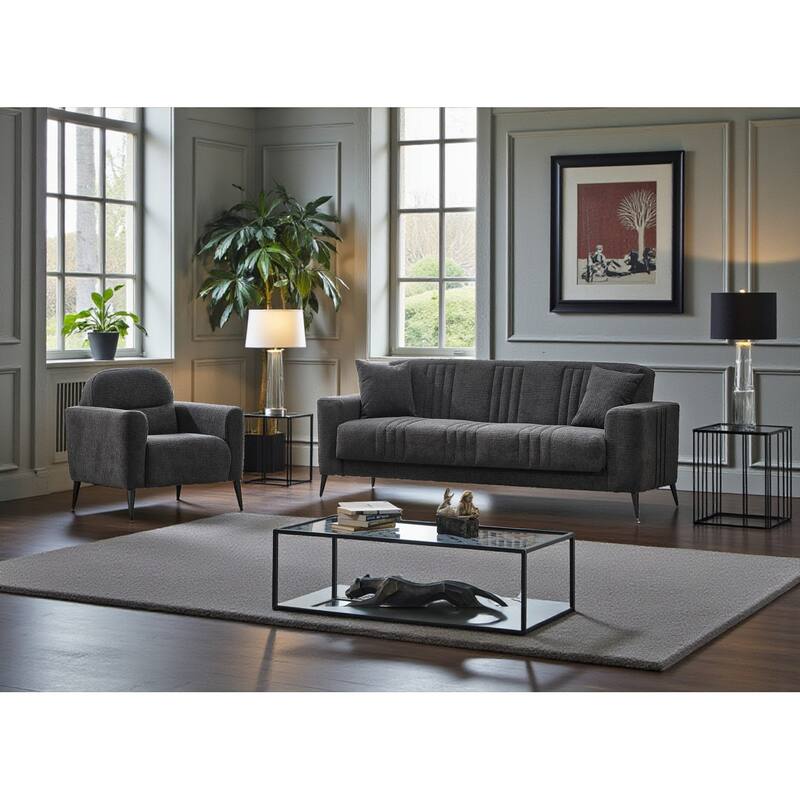 Semedo 3 Pieces Living Room Sets 1 Sofa 2 Chair - Grey