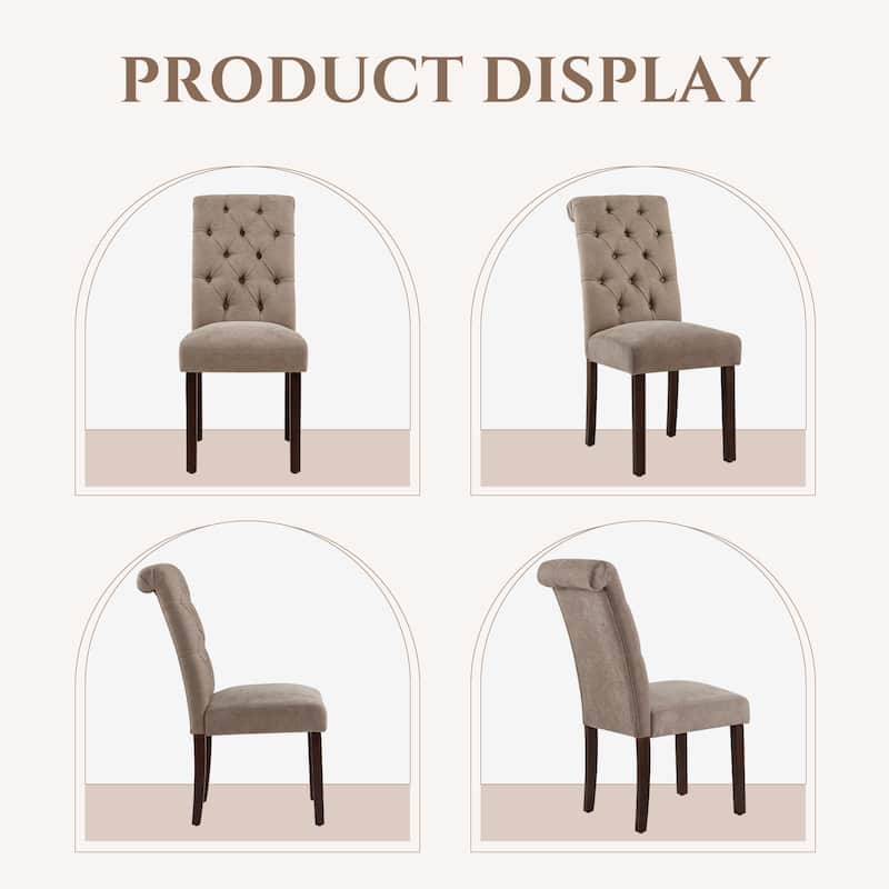 Tufted Parsons Dining Chairs - Velvet-Like Upholstery & Padded Seats for Kitchen & Dining Room