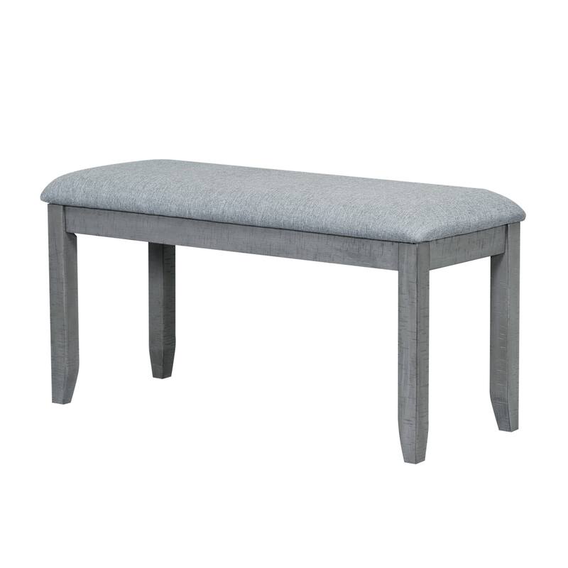 Contemporary Style 6-piece Extendable Pedestal Dining Table Set with Removable Leaf, 1 Bench and 4 Upholstered Chairs