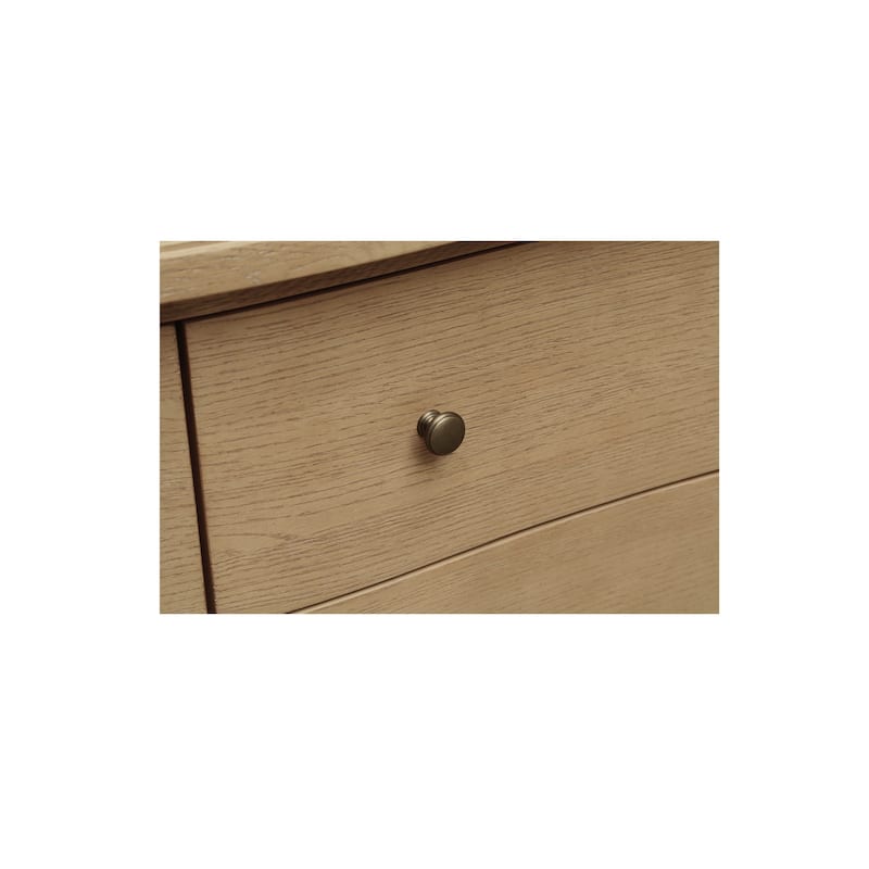 Lioren Dresser, Solid Oak, 6 Drawers, Curved Front, Brass Handles, Warm Brown