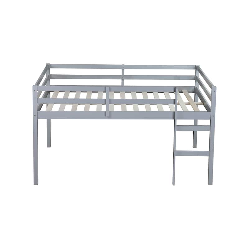 Full Rubber Wood Loft Bed with Ladder