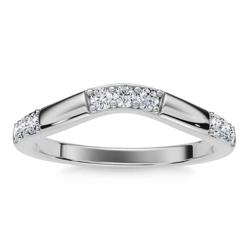 Bliss Diamond 1/3Ct Diamond Contour Wedding Guard Ring Womens Band Gold Lab Grown - 8 - White