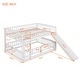 preview thumbnail 22 of 48, Full Over Full Low Bunk Bed with Fence and Ladder for Toddler Kids Teens,Elegant Children Bed