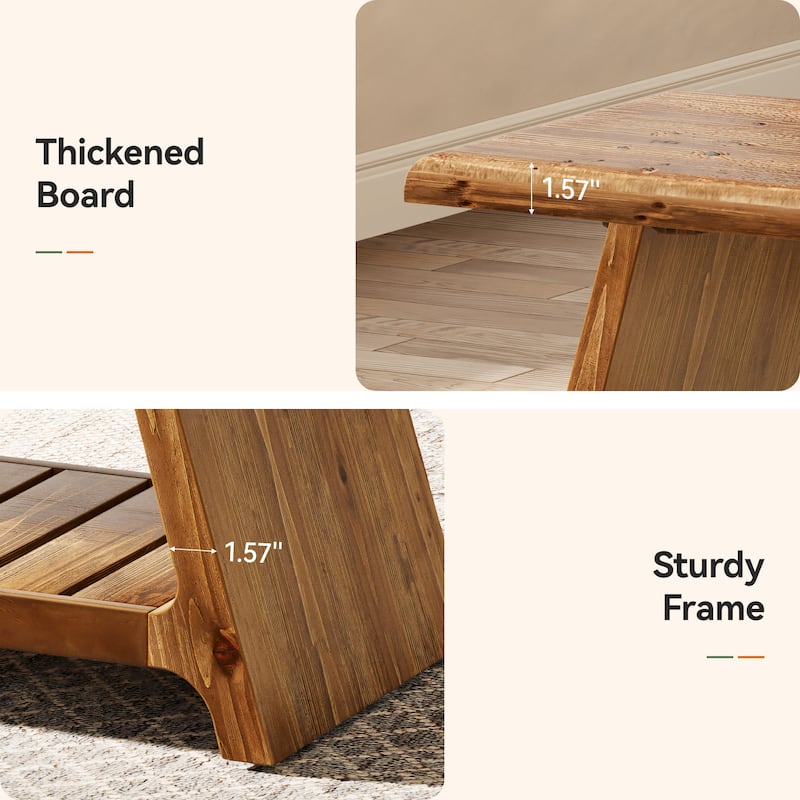 63 Inch Long Solid Wood Entryway Bench End of Bed with Storage - 15.75" D x 62.99" W x 17.91" H