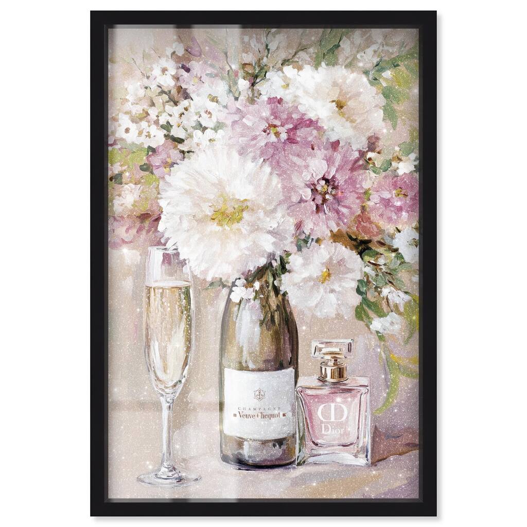 Light Floral Champagne Vase Shadowbox by Art Remedy