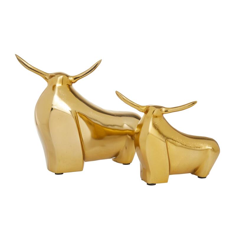 CosmoLiving by Cosmopolitan Aluminum Metal Bull Sculpture (Set of 2) - Silver or Gold