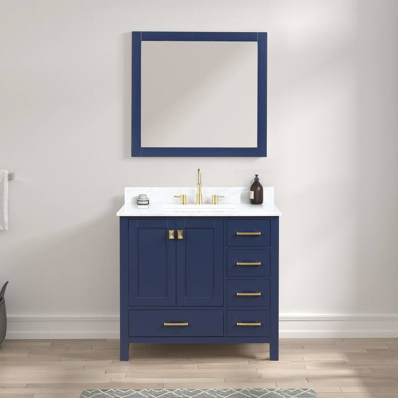 Blossom Geneva 36" Bathroom Vanity with Marble Top & Undermount Sink - Navy Blue