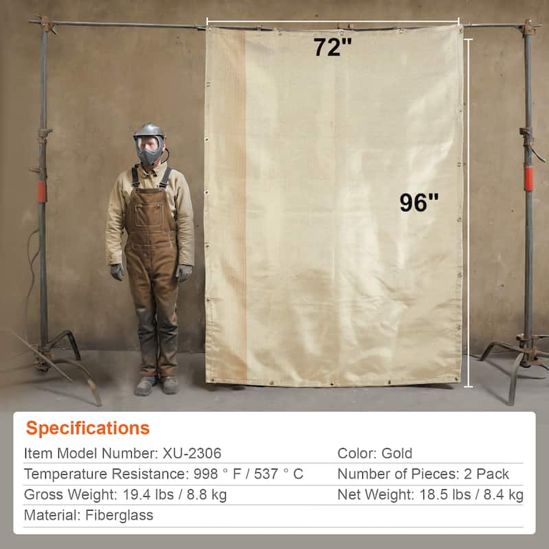 Welding Blanket 2 Pack, 6FT x 8FT Heat Treated Welding Blanket, Up To 998°F Heat Resistant Blanket Set - 6FT x 8FT