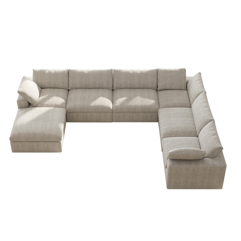 Cloud Couch Modular Sectional Sofa Oversized Down Filled Corner 7 Seater L-Shaped Couch with Ottoman for Living Room Set