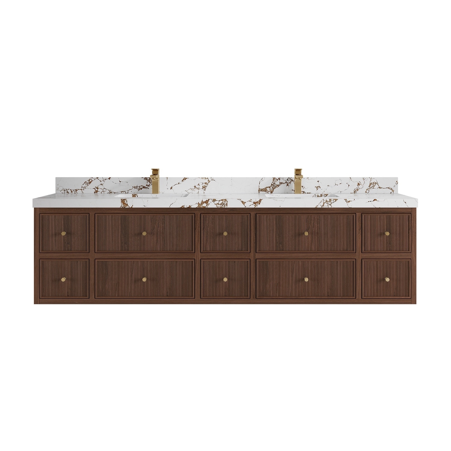 Willow Collections 84 in.D W x 22 in. Sonoma Floating Teak Wood Double Sink Bathroom Vanity with Countertop