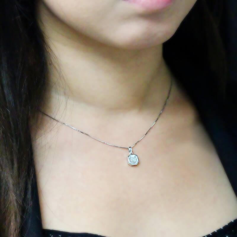 Auriya 5/8ctw Asscher-Cut Diamond Necklace 14-karat White Gold (G-H, VS1-VS2)