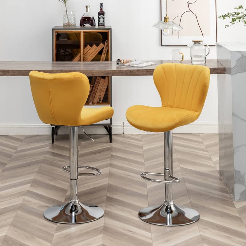 Roundhill Furniture Ellston Upholstered Adjustable Swivel Barstools, Set of 2