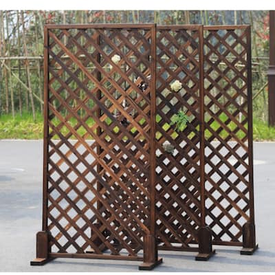 3Ft x 6Ft Wood Trellis Lattice Screen Privacy Fence - 3pcSet