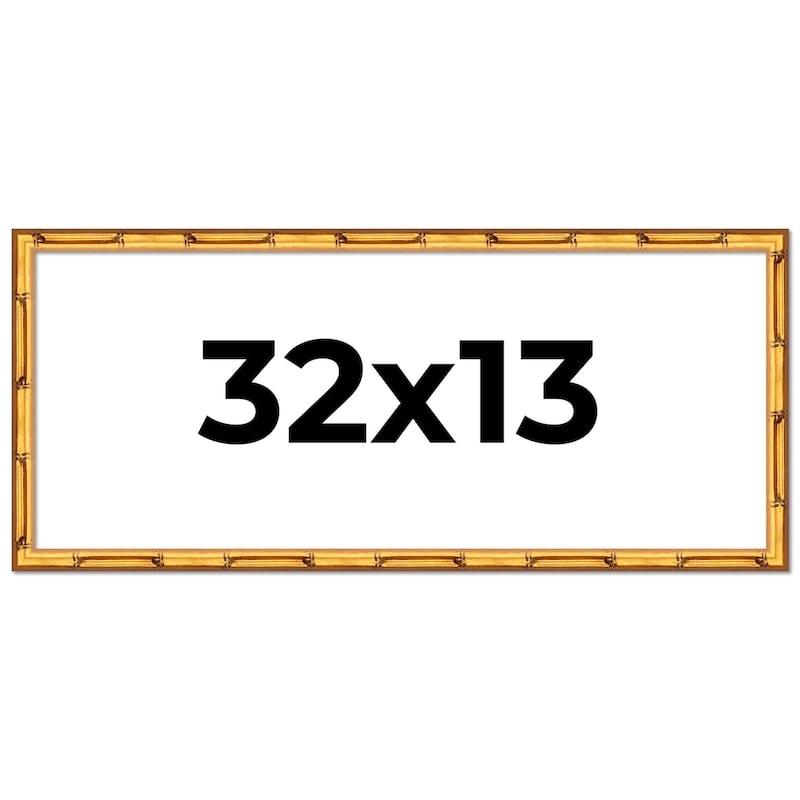 32x13 Frame Gold Bamboo Picture Frame Modern Photo Frame Includes UV Acrylic Shatter Guard Front Acid Free Foam Backing Board