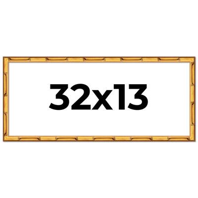 32x13 Frame Gold Bamboo Picture Frame Modern Photo Frame Includes UV Acrylic Shatter Guard Front Acid Free Foam Backing Board