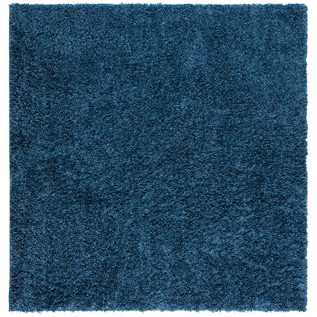 SAFAVIEH August Shag Veroana Solid 1.5-inch Thick Rug - 6'7" Square - Navy