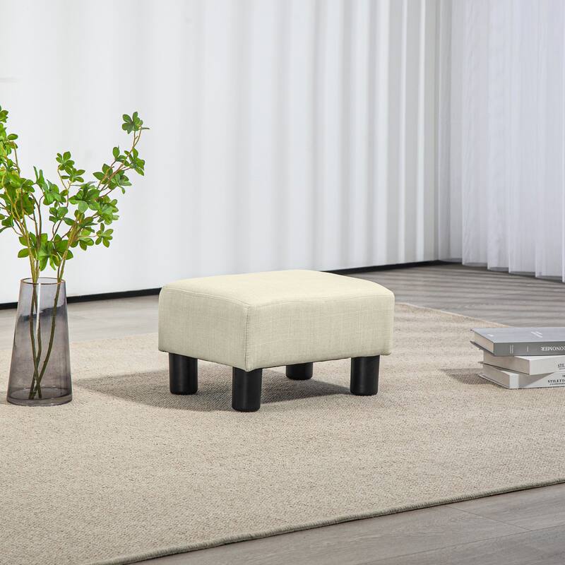 16" Cube Modern Linen Footrest Ottoman