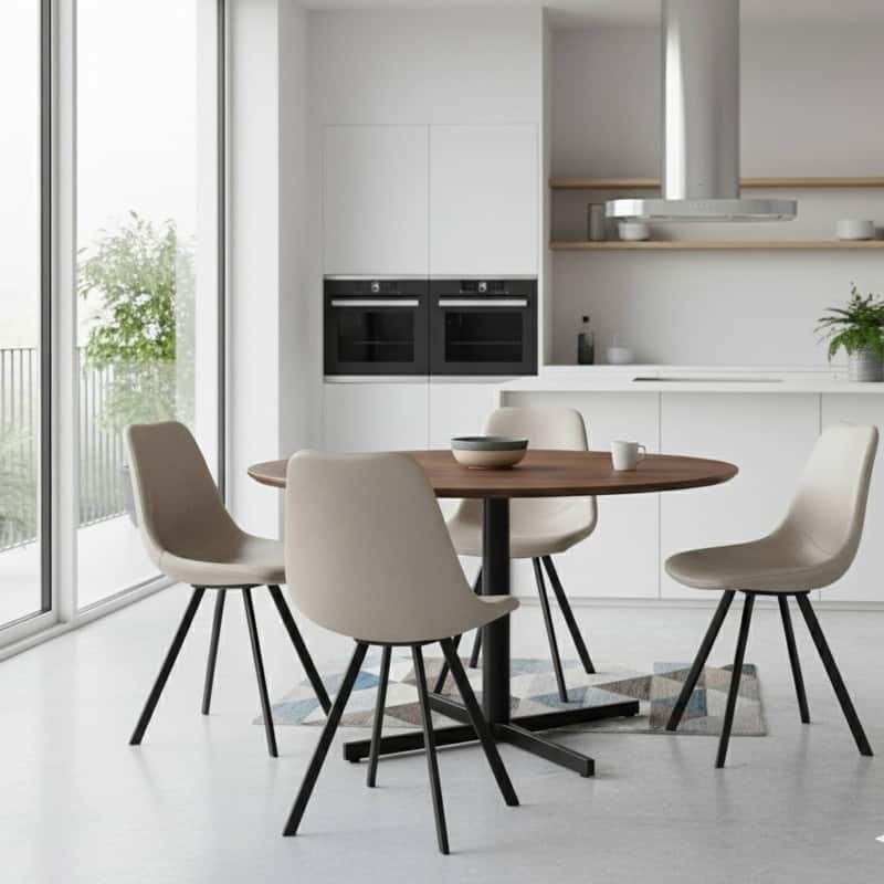 Markley Modern Ergonomic Leather Dining Chair with Black Steel Legs, Scratch-Resistant & Comfortable Kitchen Chair