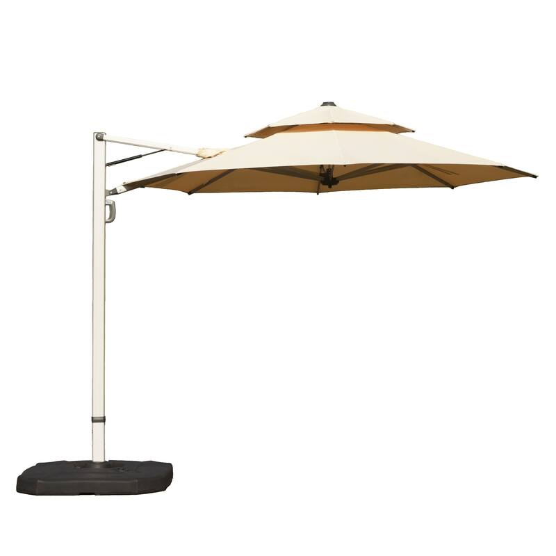 Rotating Cantilever Umbrella with Hydraulic Lift, UPF 50+ Sun Protection, Beige