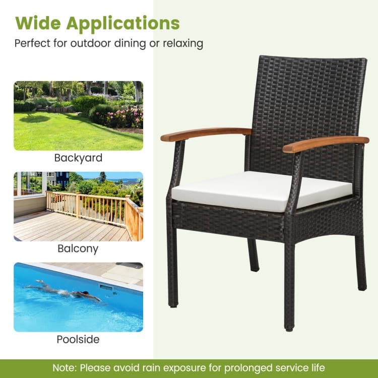 Patio Wicker Chair Set of 2/4 with Soft Zippered Cushion - 24" x 22.5" x 35"