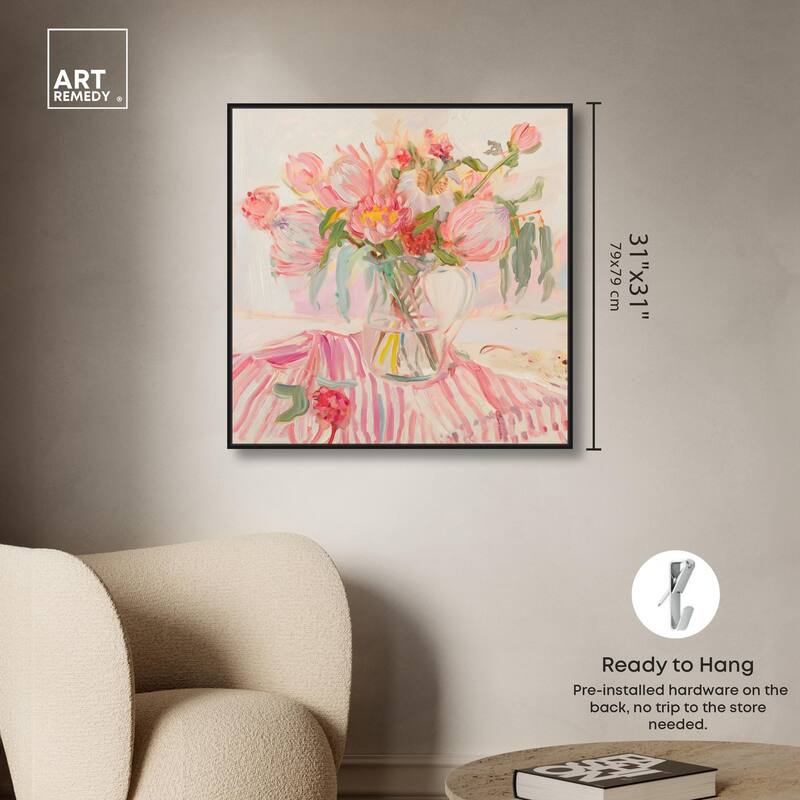 Candy Stripe Bloom Canvas by Art Remedy
