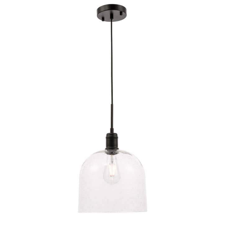 Candie 10-Inch 1-Light Clear Glass Pendant - Black