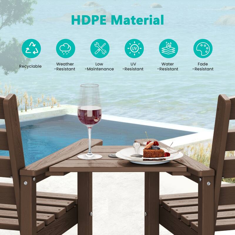 HDPE 2-Piece High Bar Stool Set with Umbrella-Compatible Connecting Panel