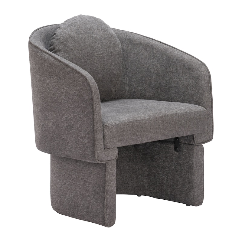 HomeRoots 28" Gray Fabric Barrel Chair And Toss Pillow - 28' X '32.3' X '26