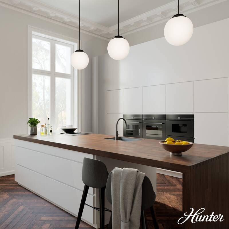 Hunter Hepburn 1 Light Pendant - Kitchen Island, Bedroom, Foyer - Globe, Mid-Century Modern, Art-Deco