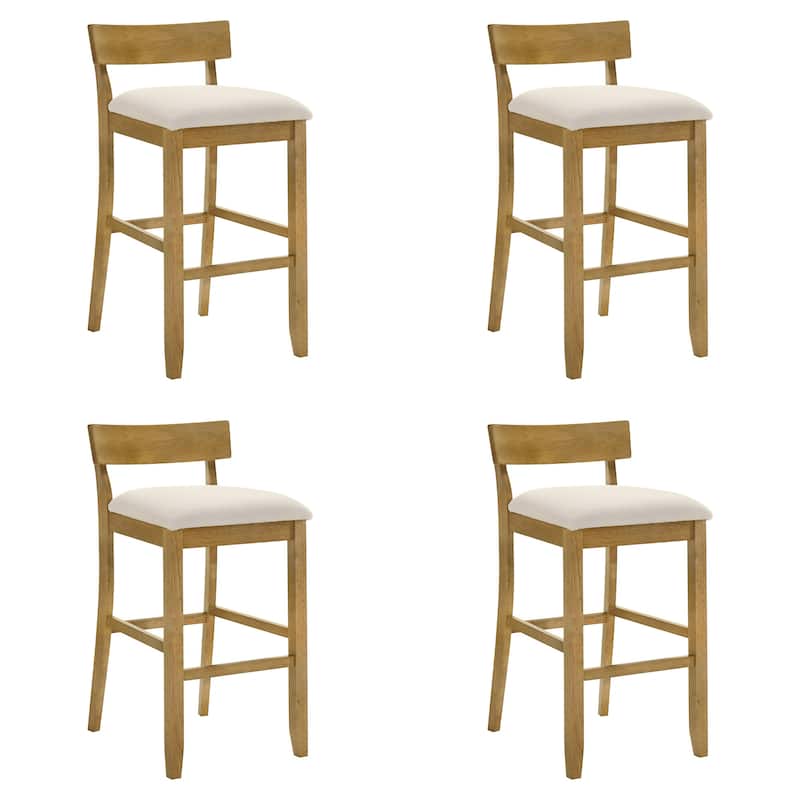 Merie Modern Transitional Wood Counter Height Kitchen Bar Stool with White Boucle Fabric Upholstered Seat - Set of 4 - White/Amber Glow - Bar Height