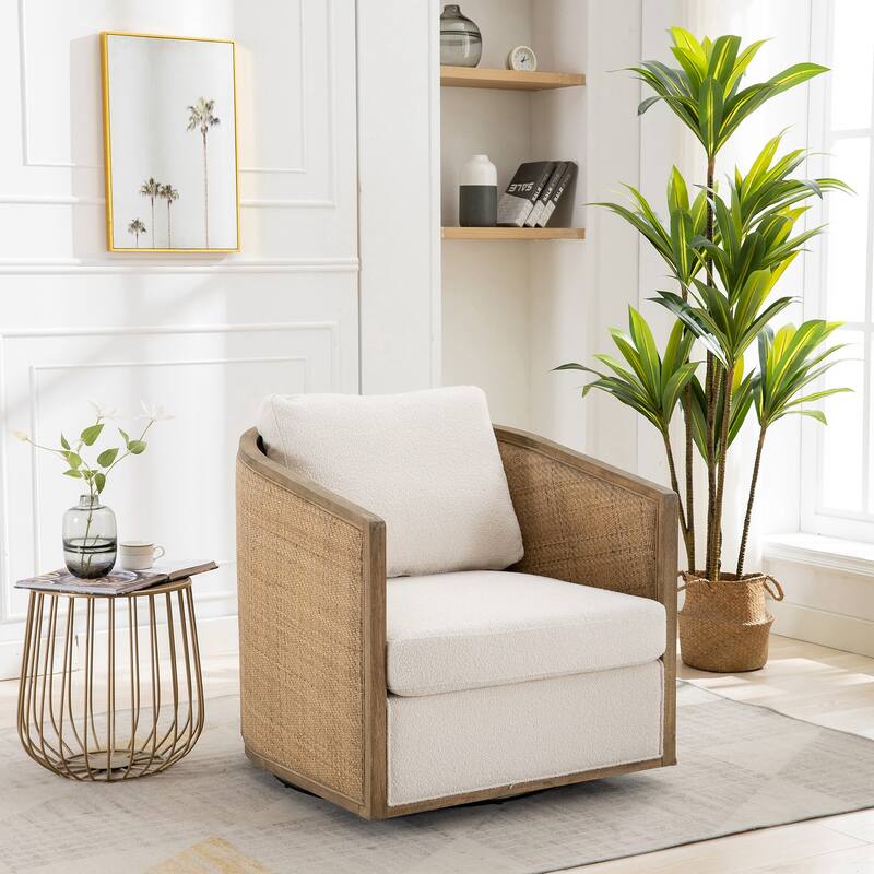 Swivel Barrel Chair, Comfy Round Accent Sofa Chair, 360 Degree Club Chair Arm Chair