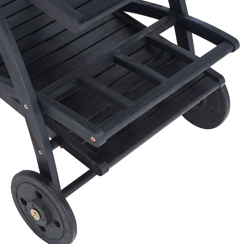 SAFAVIEH Outdoor Johana Acacia Wood Tea Cart - 25Wx34Dx34H
