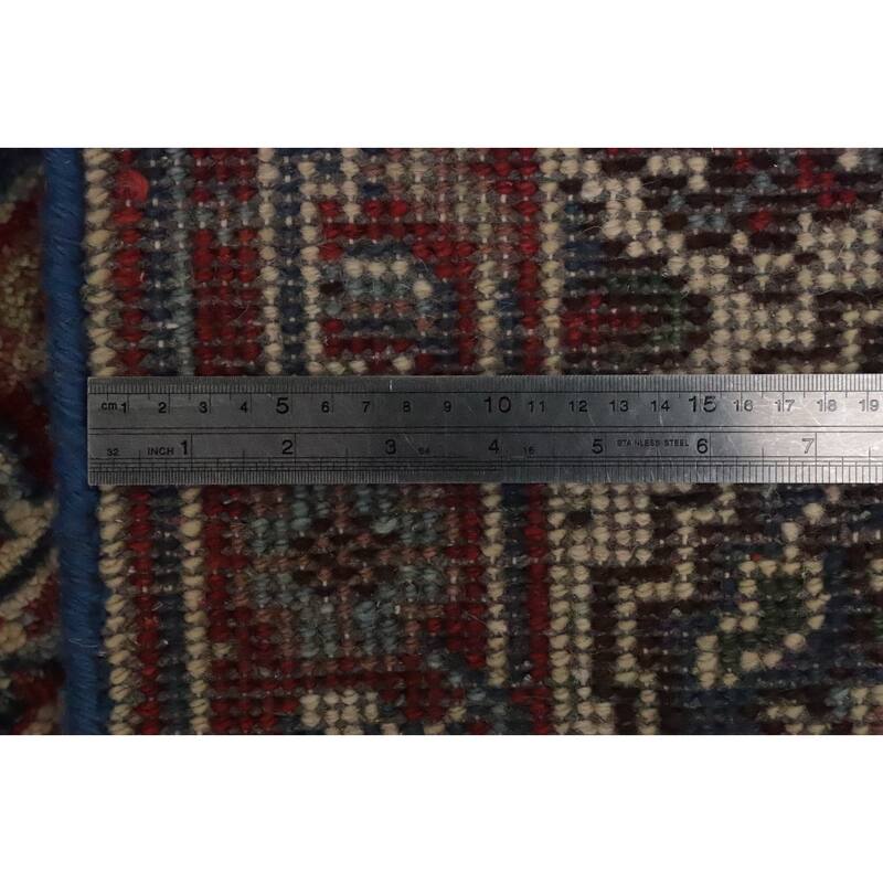 Hand Knotted Oriental 100% Wool Carpet Traditional Medallion Navy Blue & Blues Heriz (serapi) Area Rug - 3' 0'' X 2' 0''