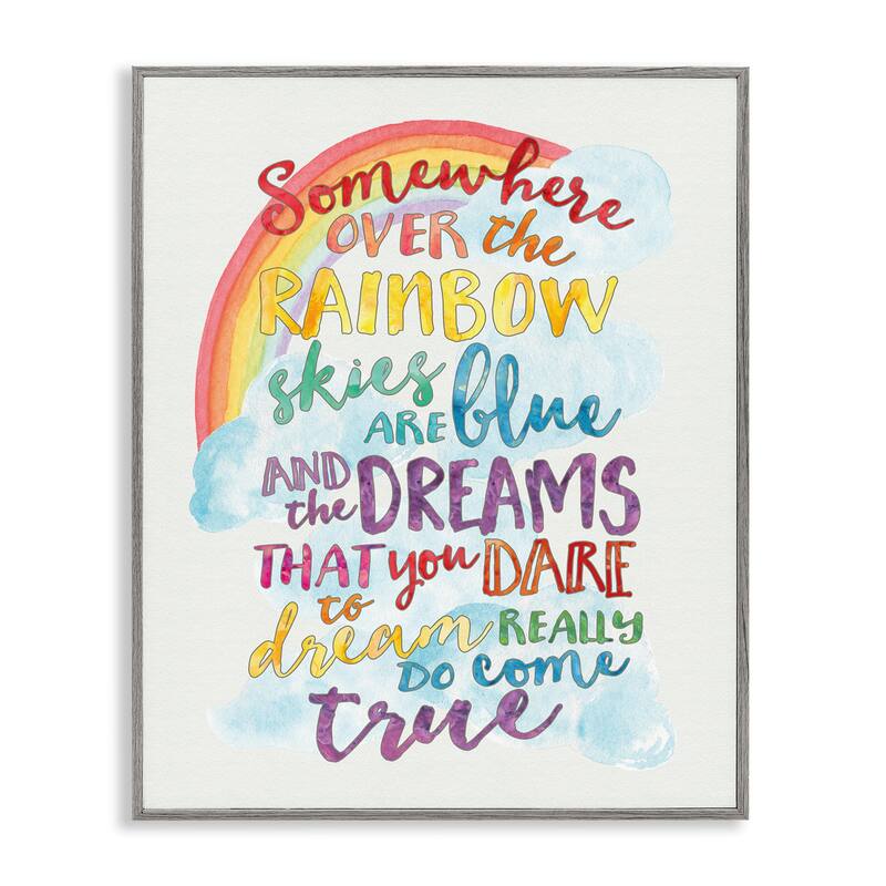 Stupell Somewhere Over the Rainbow' Wood Framed Giclee Texturized Art - Grey Framed - 11 x 14