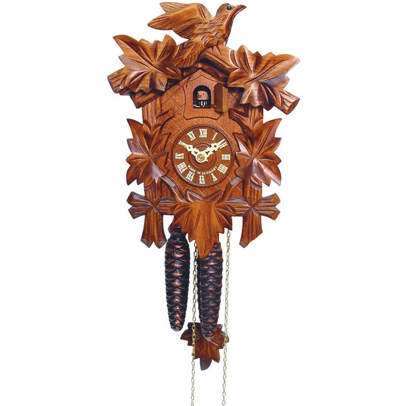 9.25" Brown Black White Engstler Full Size Weight Driven Cuckoo Clock
