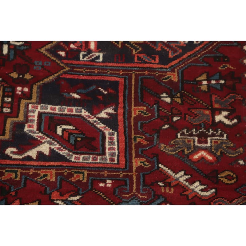 Hand Knotted Oriental 100% Wool Carpet Traditional Medallion Red Heriz Area Rug - 9' 6'' X 7' 0''
