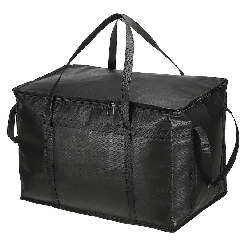 23"x14"x15" Insulated Reusable Grocery Bag Food Transport Tote Bag, Black