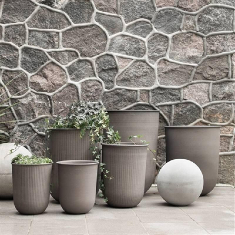 Stripe Glazed Planter Pots - 19.5" - Brown - Set of 3