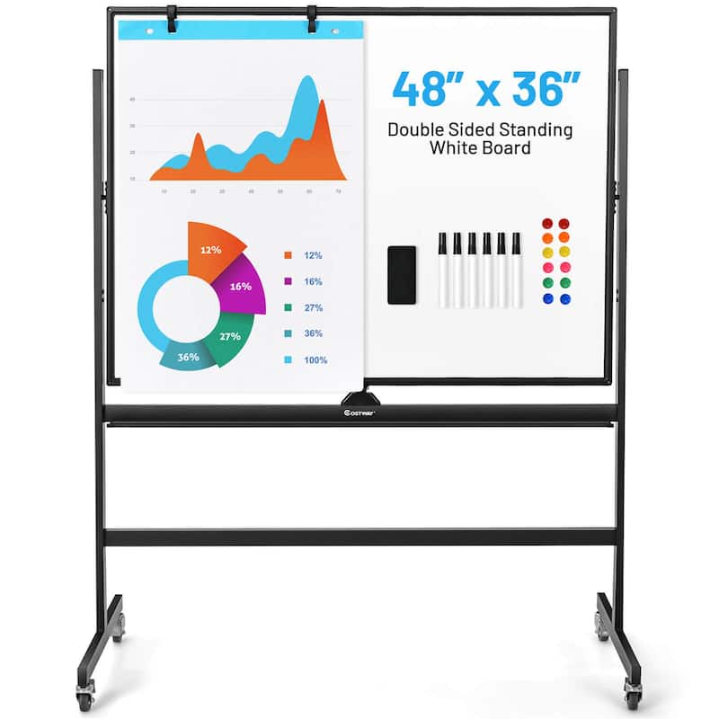 Costway 48"x36" Mobile Magnetic Double-Sided Reversible Whiteboard - See Details