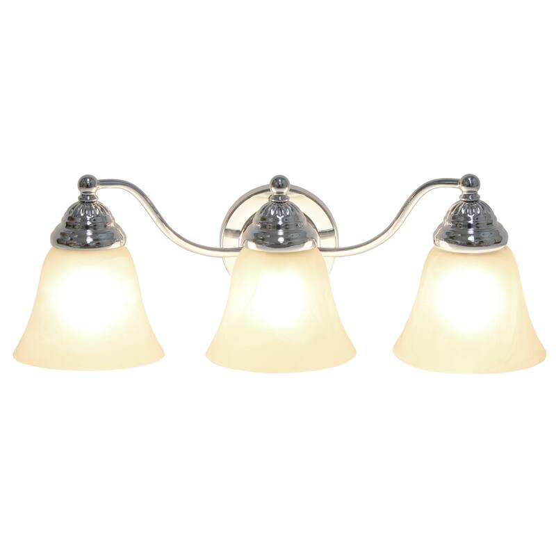 3-Light Vanity Light - Metal & Alabaster Glass - Bathroom, Hallway, Entryway Uplight - 7.5