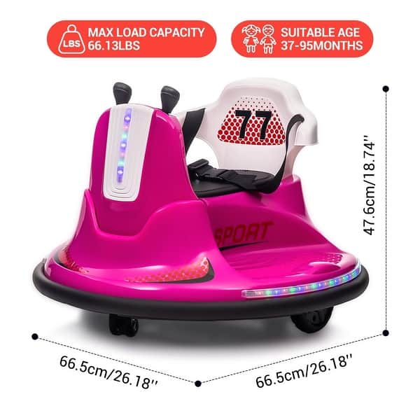 dimension image slide 1 of 4, Kids Electric Ride On Bumper Car Toy with Remote Control