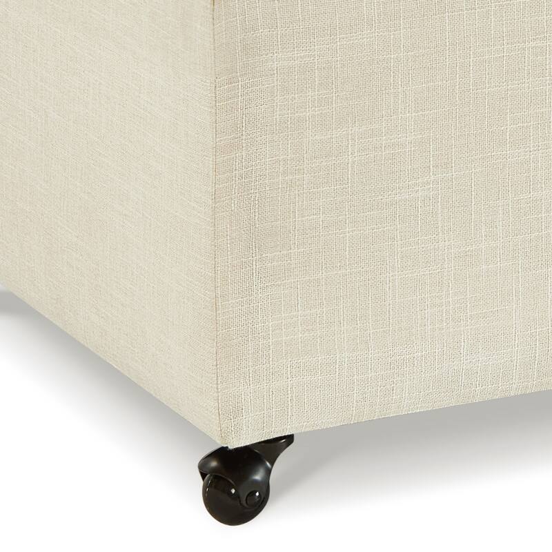 Entryway Footrest Seat with Solid Wood Frame and Swivel Casters, Upholstered Seat, Indoor Bench Storage Bench