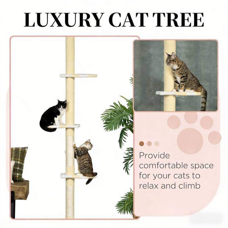 Cat Tree,4-Tier Floor to Ceiling Cat Tree