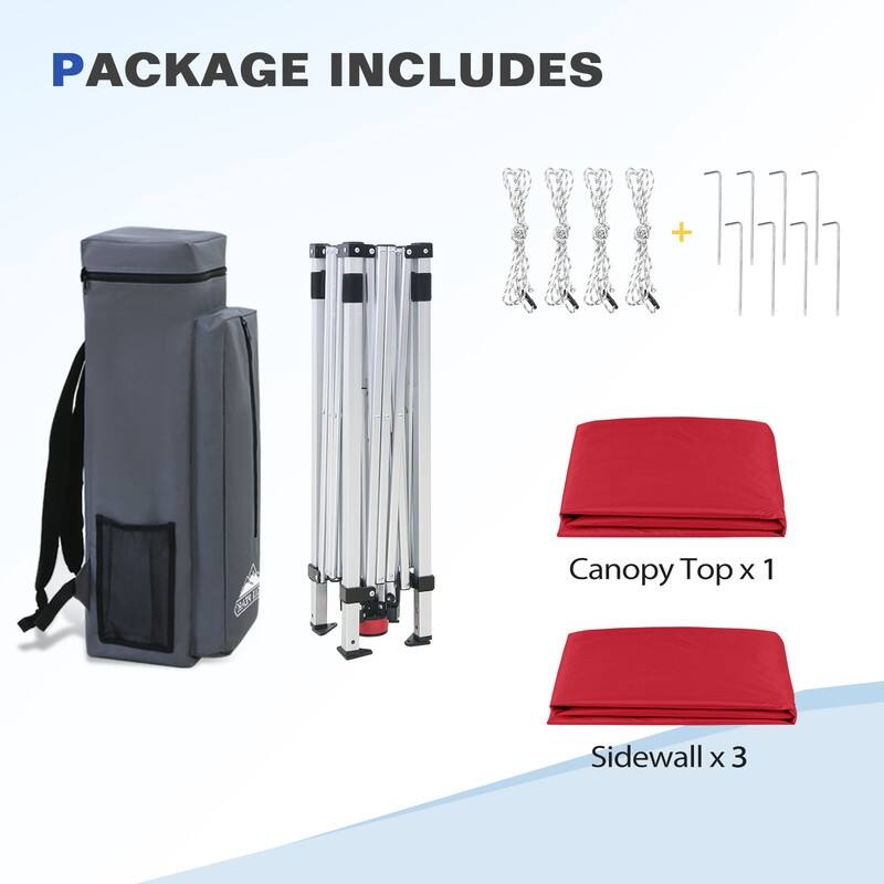 EAGLE PEAK Day Tripper 8x8 Aluminum Super-Lightweight Slant Leg Pop Up Canopy with 3 Removable Walls, Blue