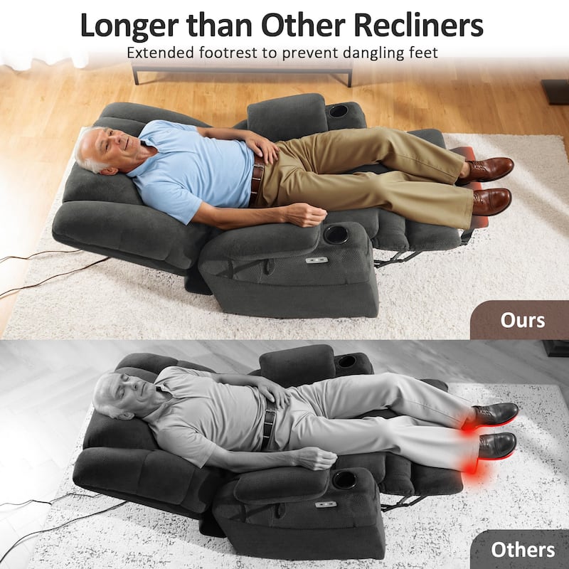 MCombo Large Dual Motor Power Lift Recliner Chair with Massage and Dual Heating for Elderly People, Faux Leather