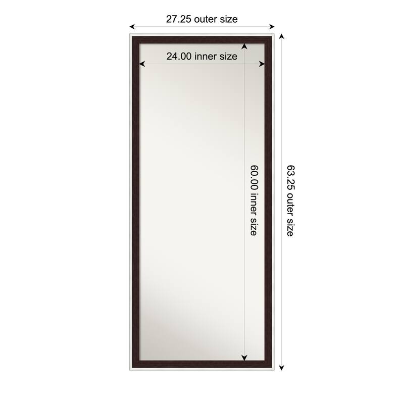 Maya Non-Beveled Framed Full-Length Floor Leaner Mirror - 27 x 63 in - Maya Espresso Silver