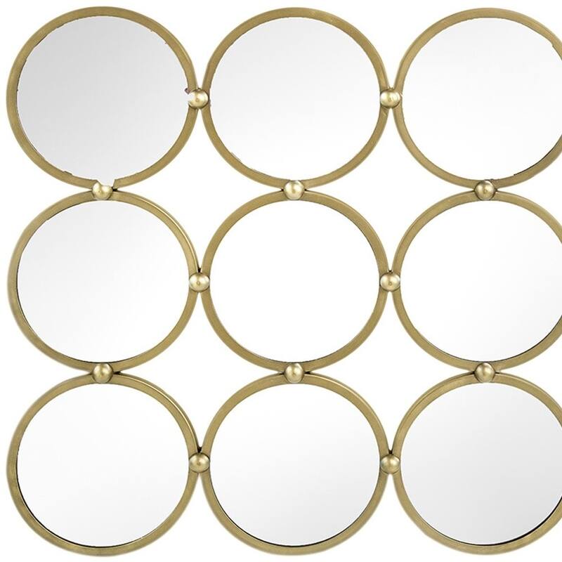 HomeRoots 27" Gold Square Iron Framed Accent Mirror - 27.2' X '27.2' X '1.4