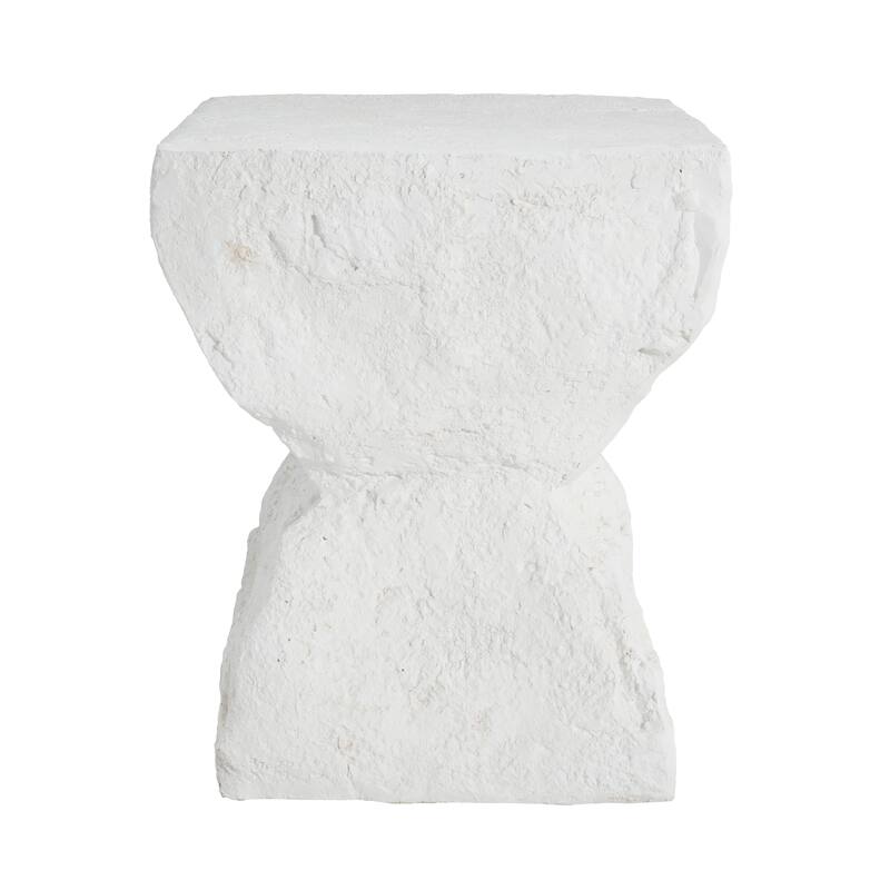 Roomfitters Cleo Outdoor Modern Minimalist Side Table, Weather Resistant MGO Cube, Matte White Finish