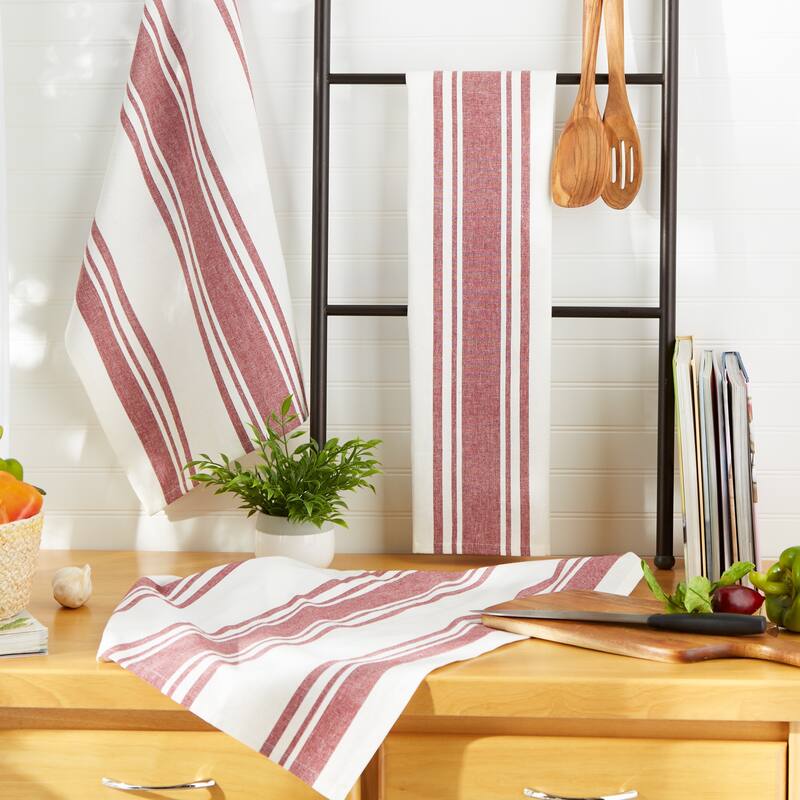 DII Vintage Red Chef Stripe Dishtowel (Set of 3)
